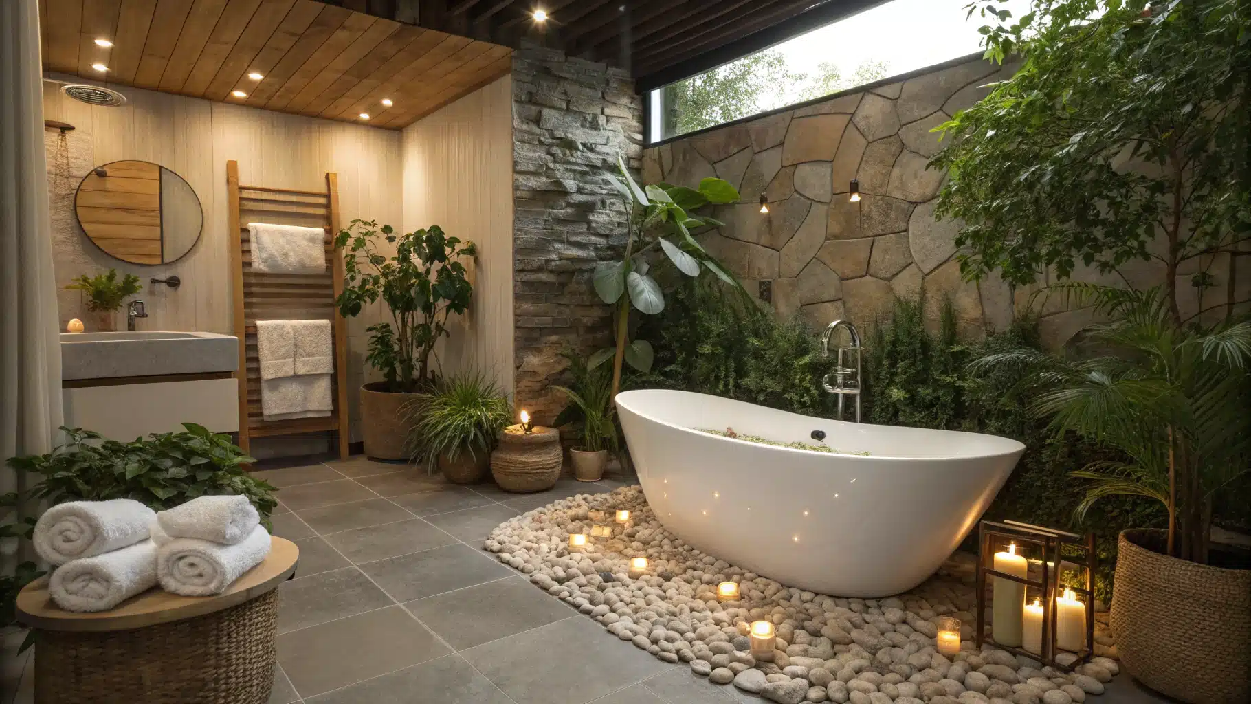 Espace spa dans une salle de bains